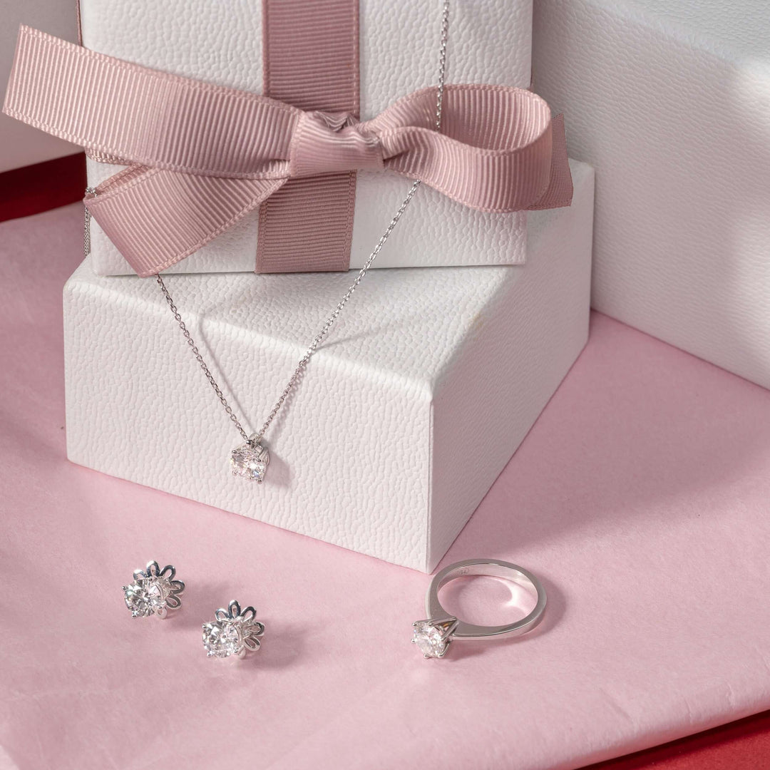 Necklace of 18K white gold with 1CT lab diamond | Senso Diamond Lab