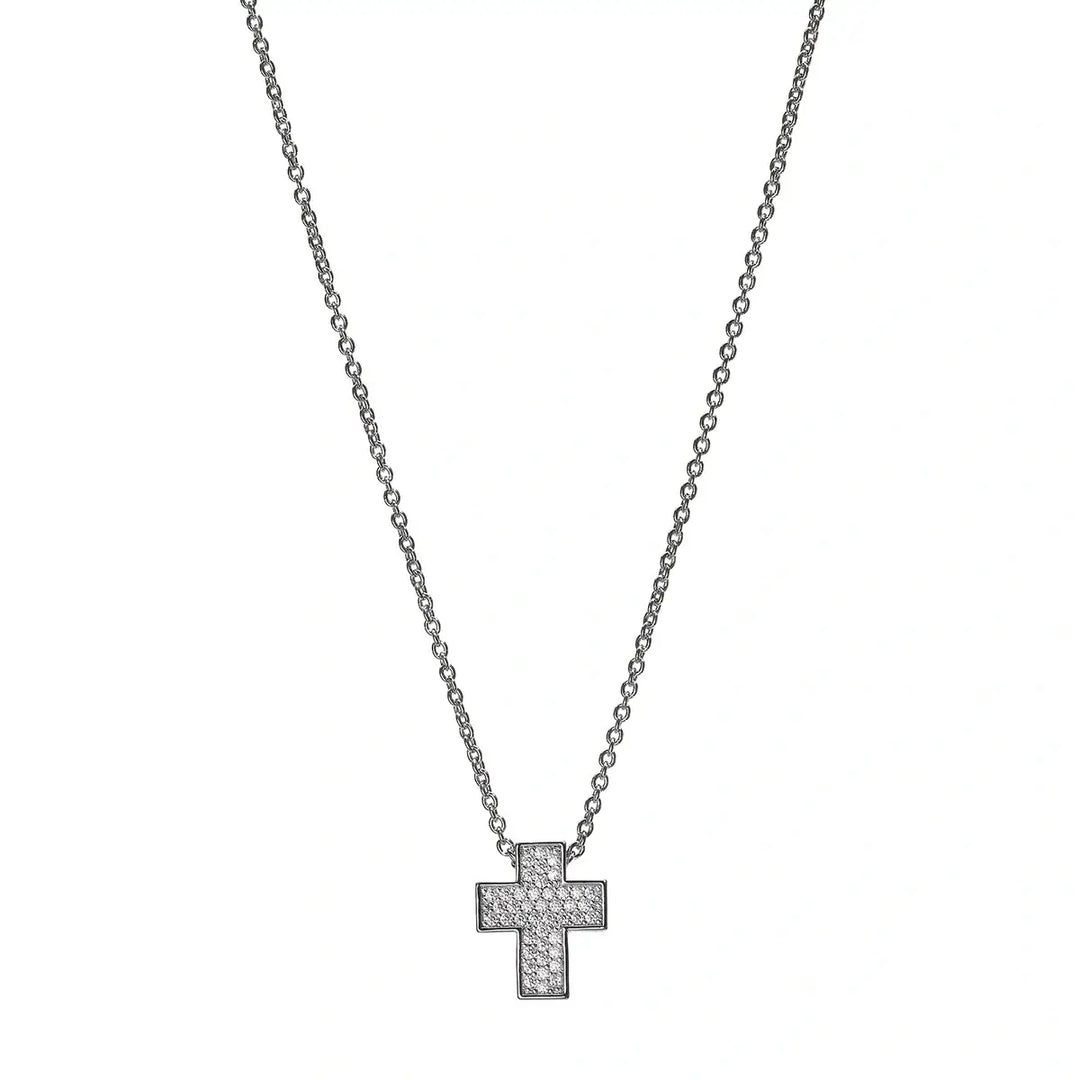 Дамско колие Chiara Ferragni с кръст от месинг с цирконии