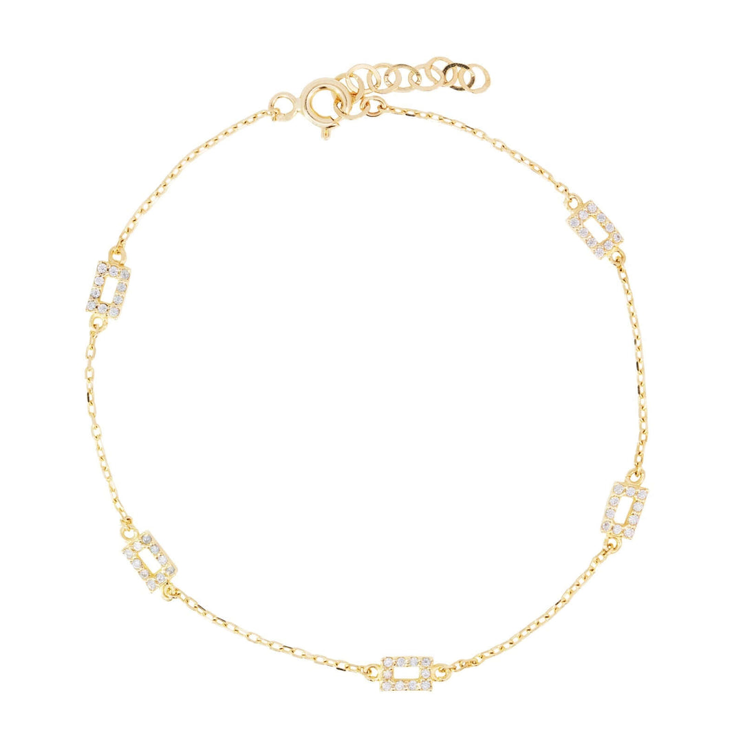 Дамска златна гривна от 14к злато с блестящи циркони.