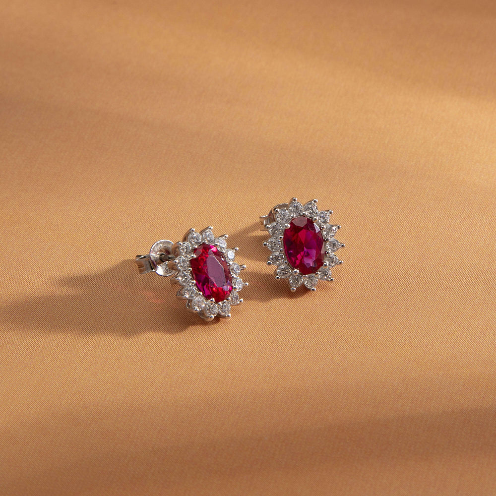 Дамски сребърни обеци Morellato с червени и бели циркони. SAIW287