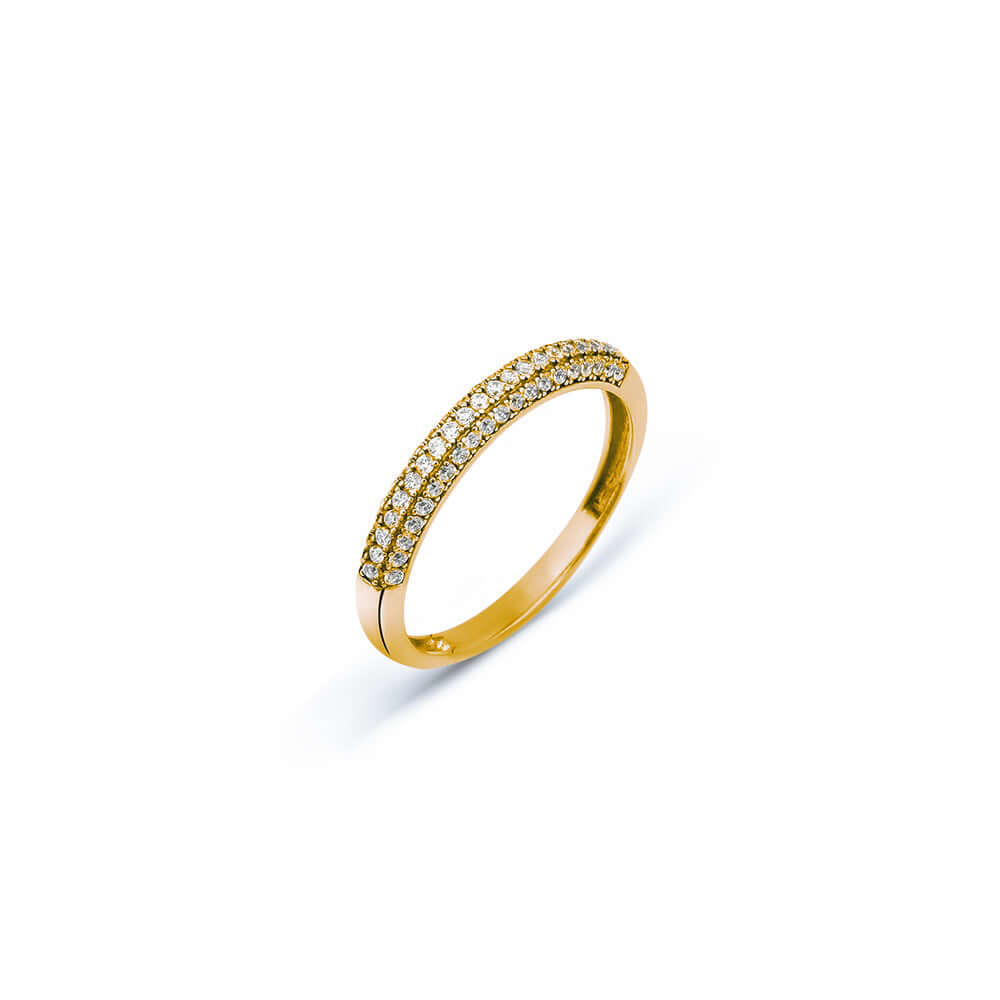 Дамски златен пръстен изработен от злато 585 с инкрустирани фини циркони Dr668