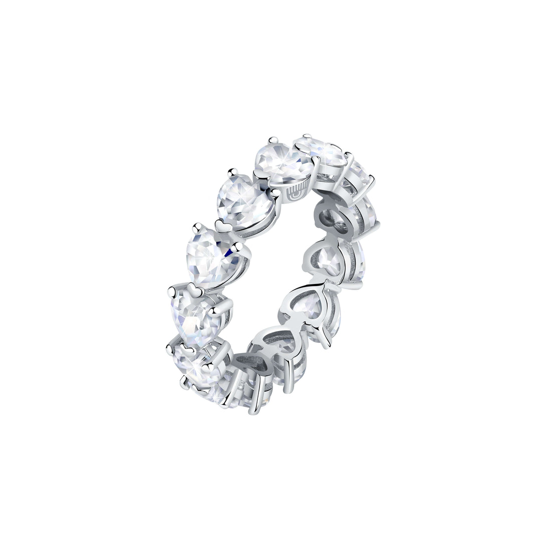 Дамски пръстен халка с циркони във формата на сърца