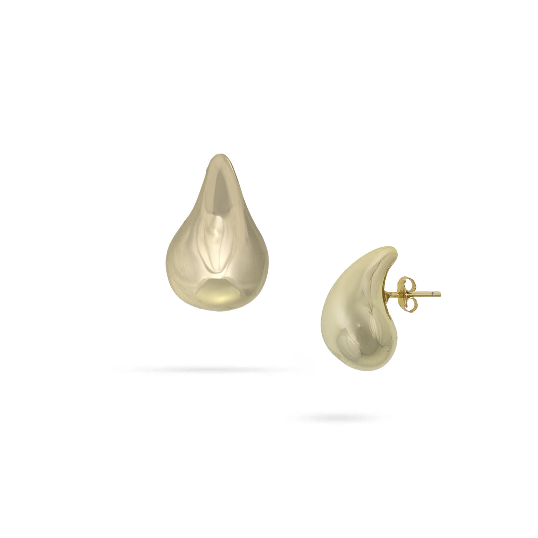 Дамски сребърни обеци със златно покритие. Капковиден дизайн.