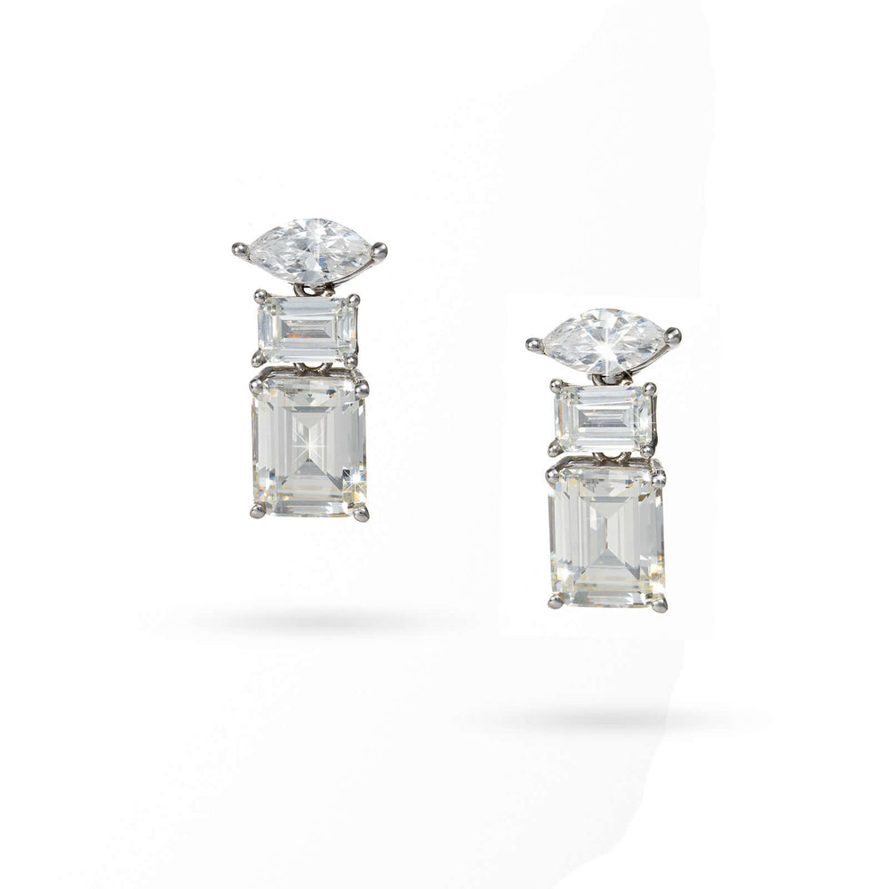 Висящи сребърни обеци с циркони. Senso Silver. Размер 2 см.