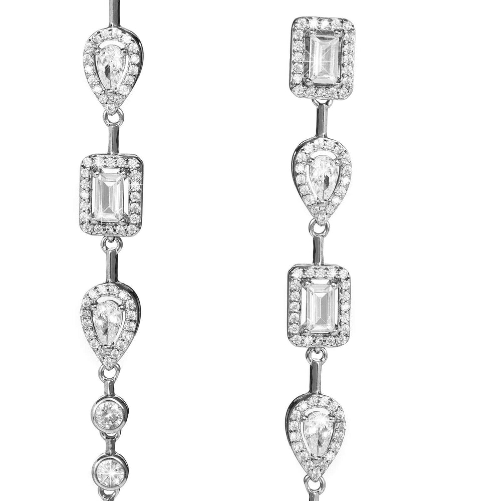 Дамски висящи сребърни обеци с циркони. RE1350