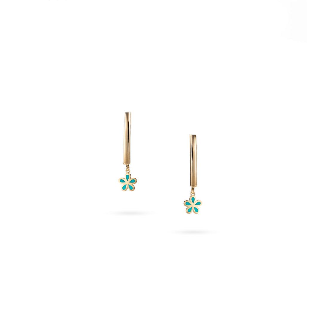 Дамски висящи златни обеци Senso Gold Shine с цветен детайл