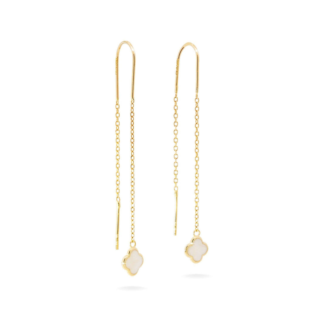 Златни висящи обеци с детелини