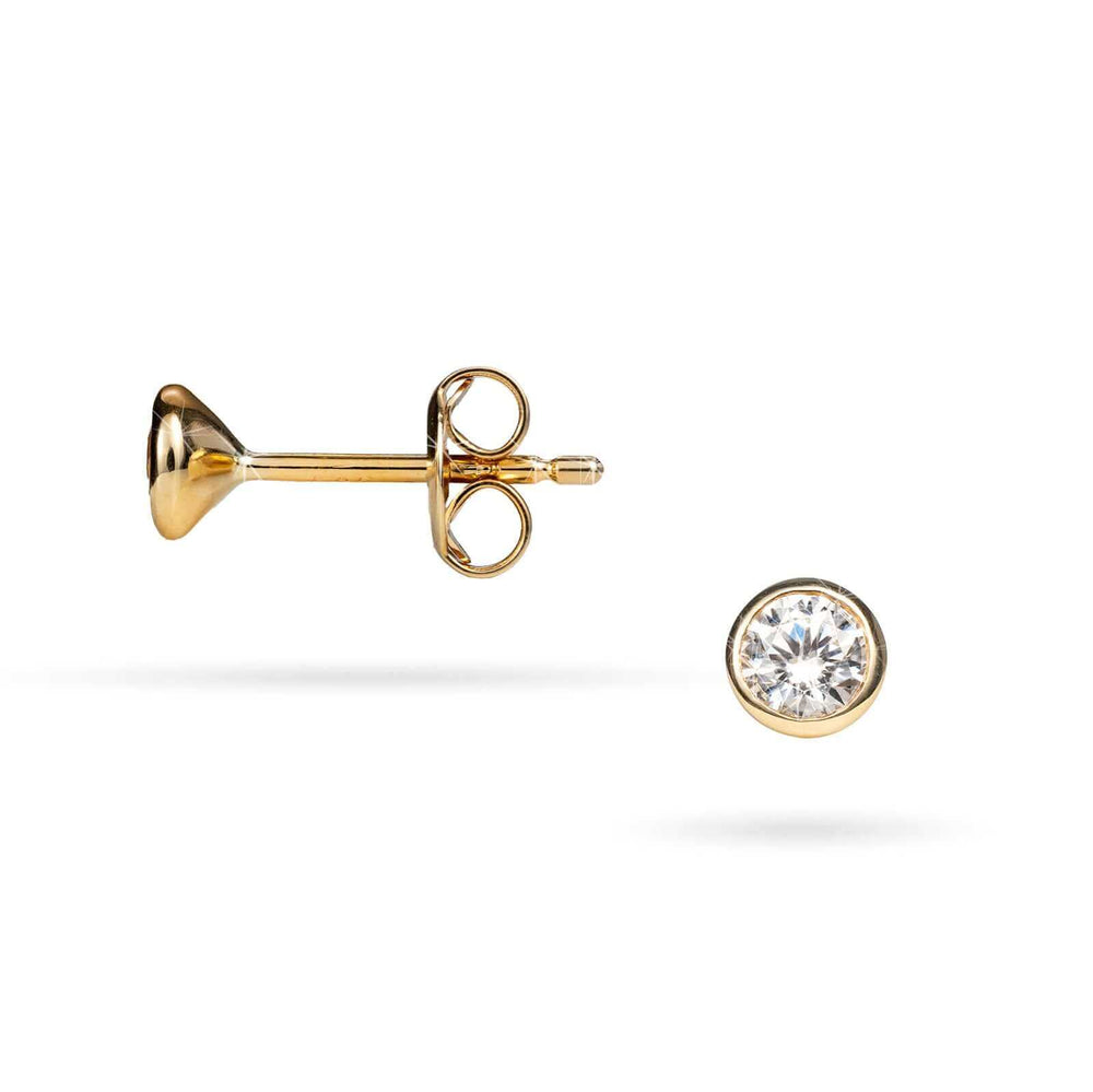 Дамски златни обеци на винт с циркони – Senso Gold Shine, изглед 2