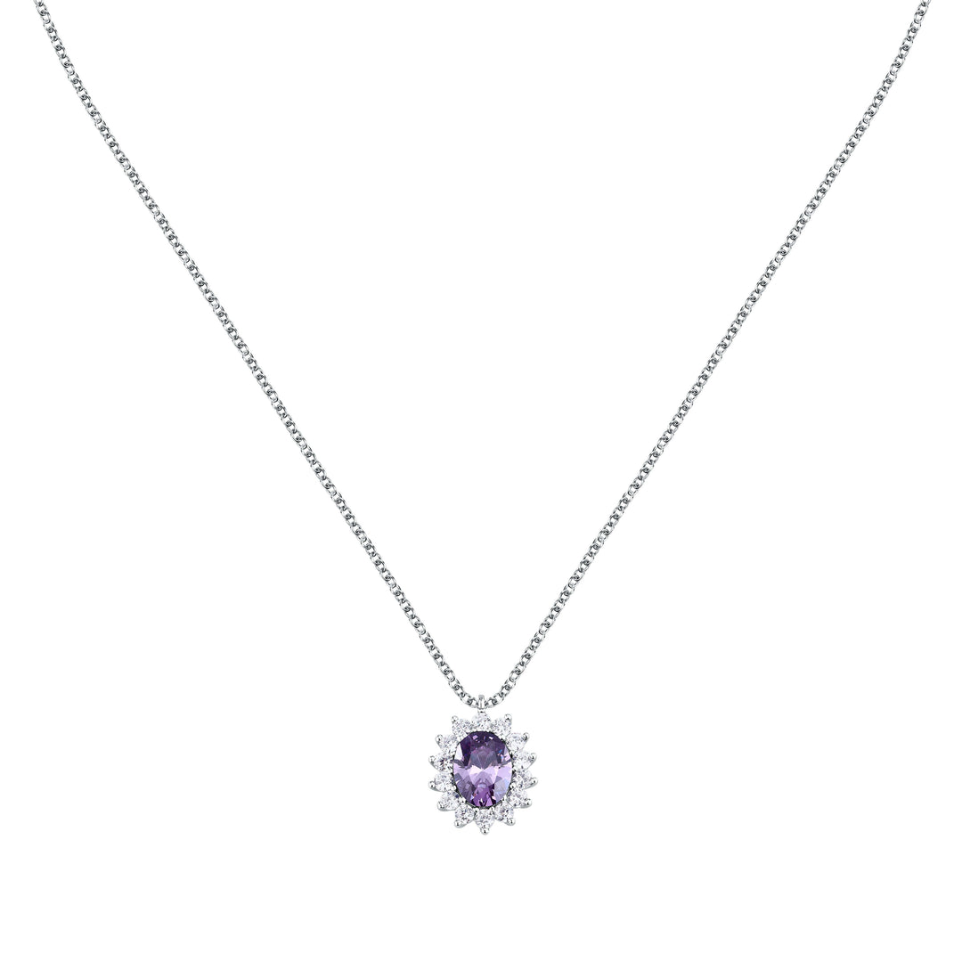 Сребърно дамско колие Morellato SAIW282 с лилав централен кристал.