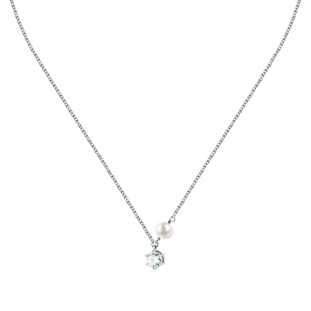 Дамско сребърно колие с перла и циркон. Morellato Perla SXU54, с инкрустирана перла и циркон.