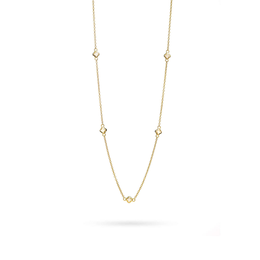 Дамско златно колие с пет нежни детелинки от седеф. Senso Gold