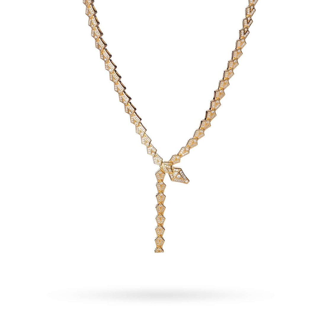 Дамско сребърно колие със златно покритие. Змийски дизайн.