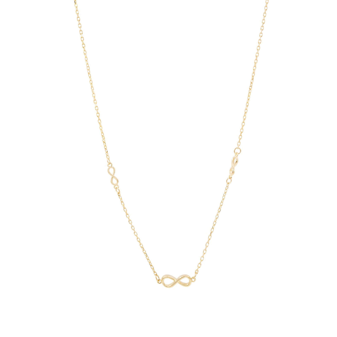 Дамско златно колие с три безкрайности.