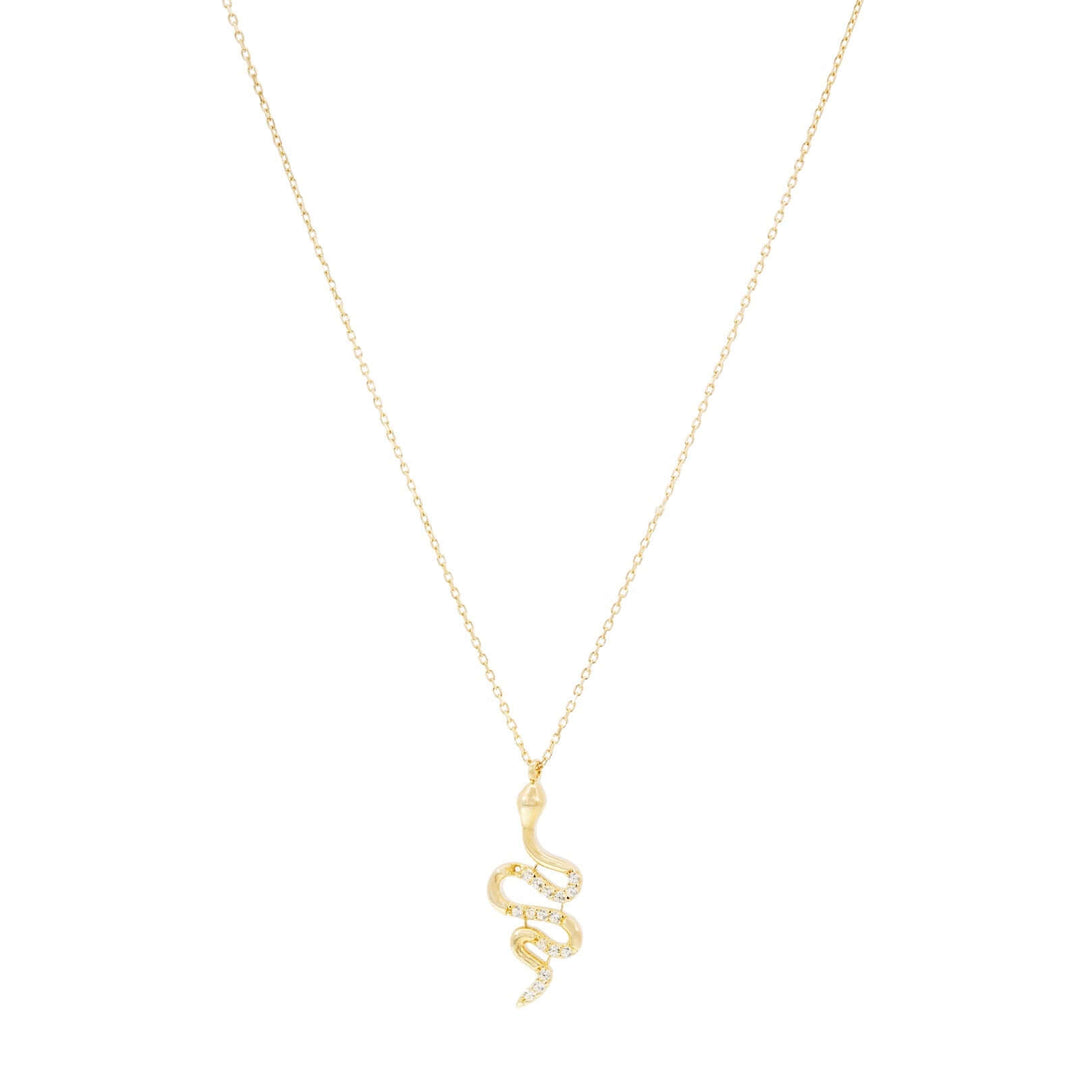 Дамско златно колие със змия с циркони.