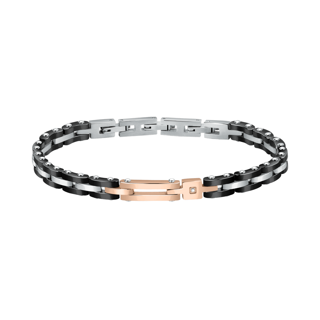 Гривна комбинира керамика с полирана стомана и инкрустиран диамант. Подходяща както за динамичното ежедневие, така и за стилни поводи. SAUK02