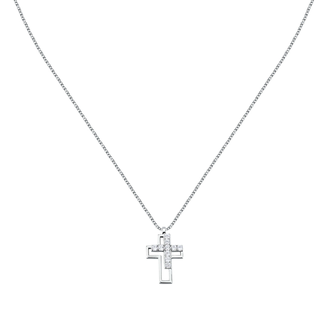 Стилно мъжко колие с кръст, изработено от сребро 925 с родиево покритие. Идеален подарък за него. SATT21