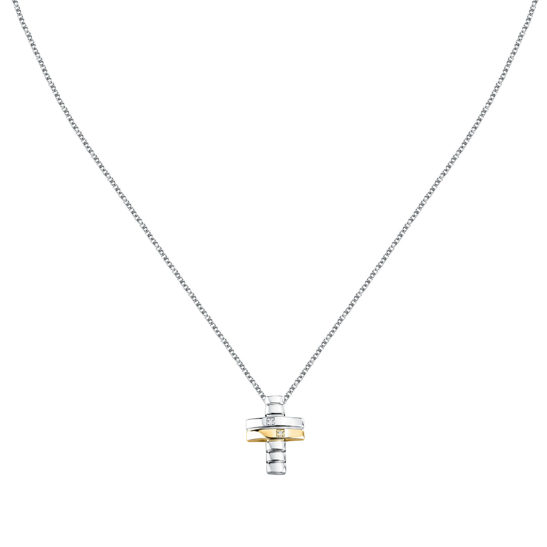 Мъжко колие с кръст, изработено от сребро 925 и инкрустиран диамант 0.01ct.Перфектно допълнение към ежедневния или официален стил. SAYE02