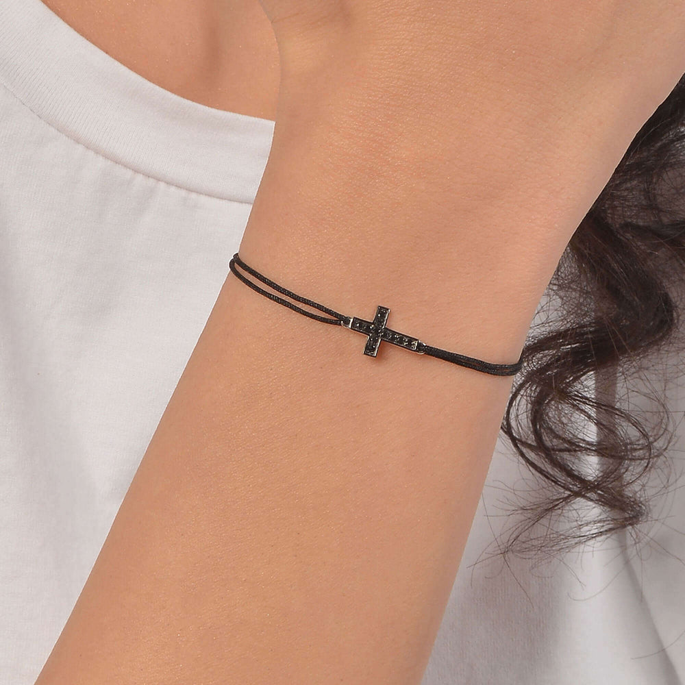 Мъжка или дамска гривна с черен конец и 14К злато