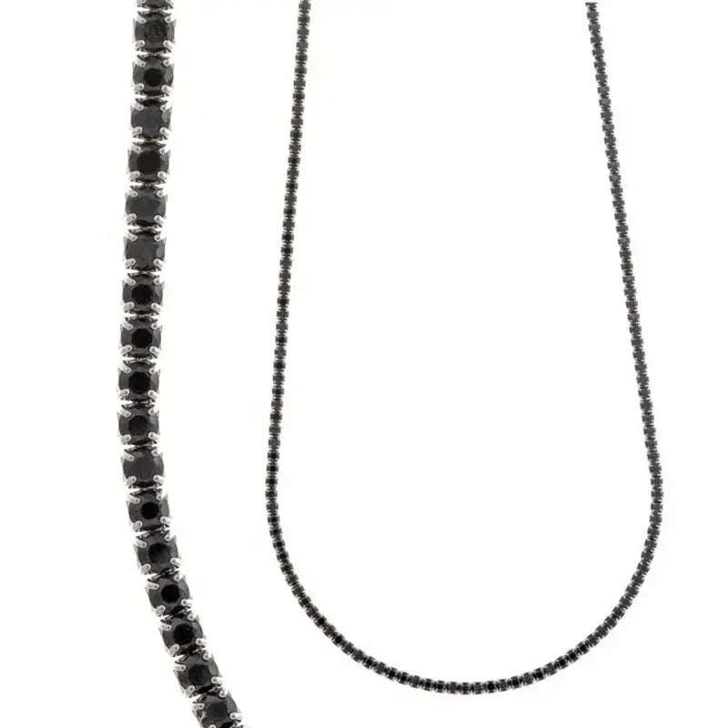 Дамско сребърно колие Salvatore Blink с черни циркони и родиево покритие