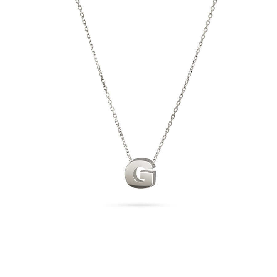 Златно колие с буква "G" - 14K бяло злато, дължина 42 см