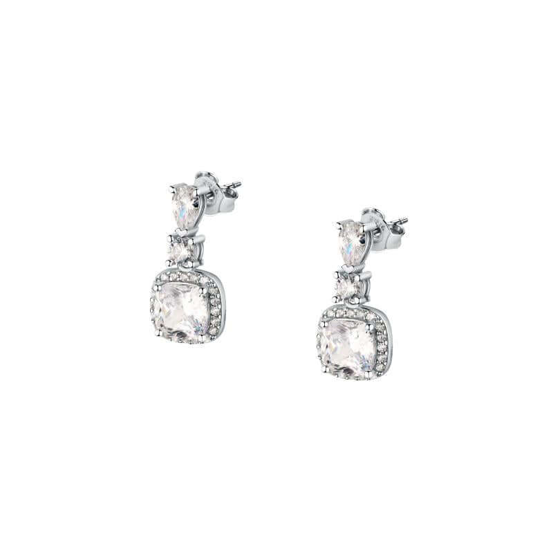 Обеци Morellato Tesori. Дамски обеци изработени от сребро 925 с родиево покритие и инкрустирани Цирконий.