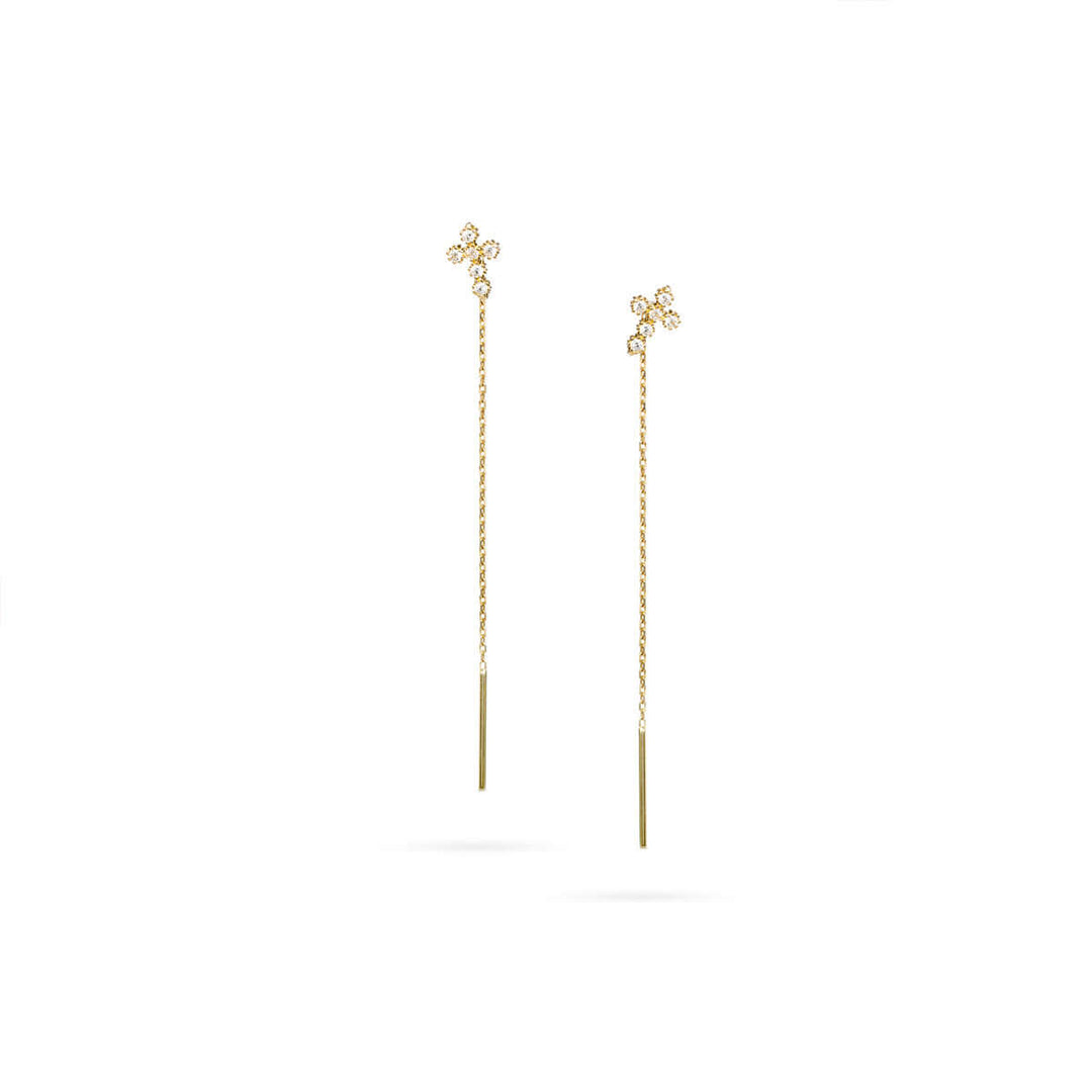 Висящи златни дамски обеци с формата на кръст. DE2137