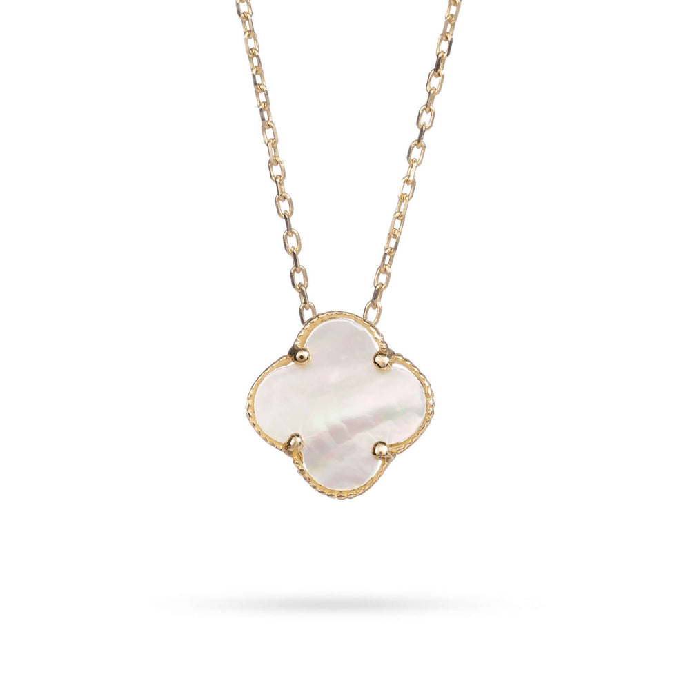 Детайли на дамско златно колие Senso Gold DN2057 – златна детелина с инкрустация от седеф