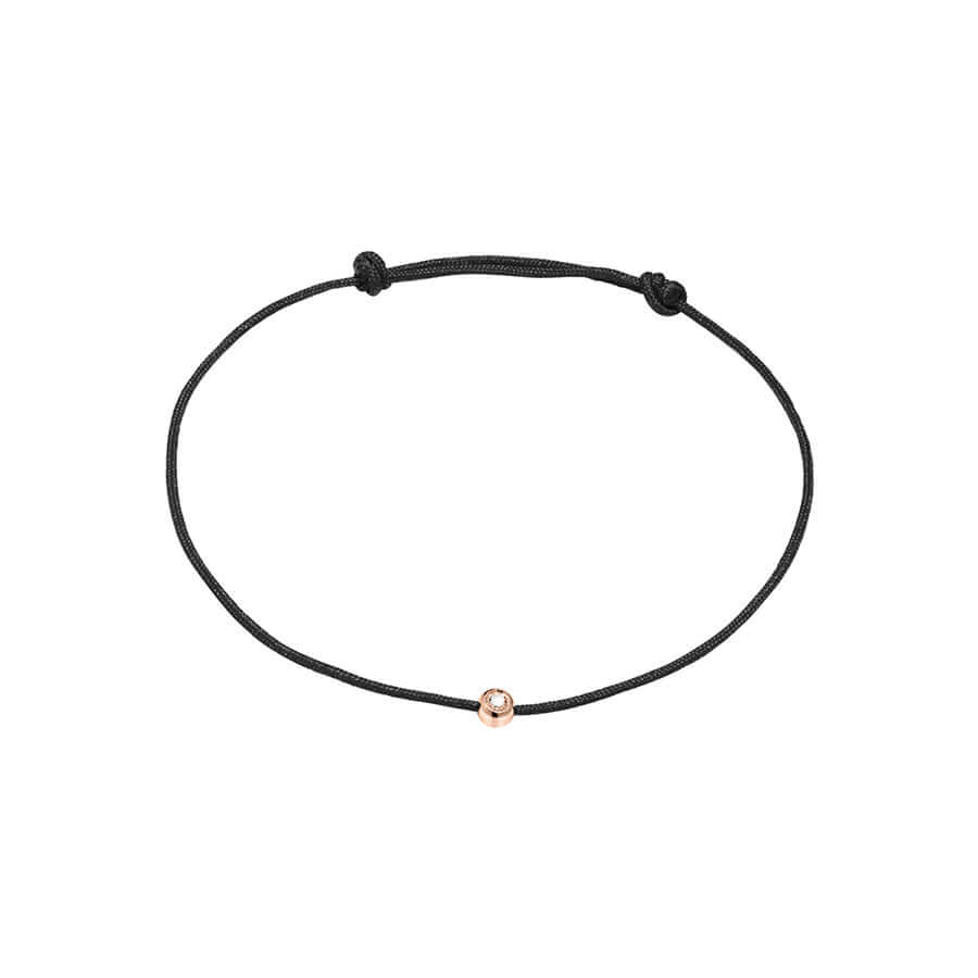 Гривна с черен конец и злато с диамант - изглед отпред