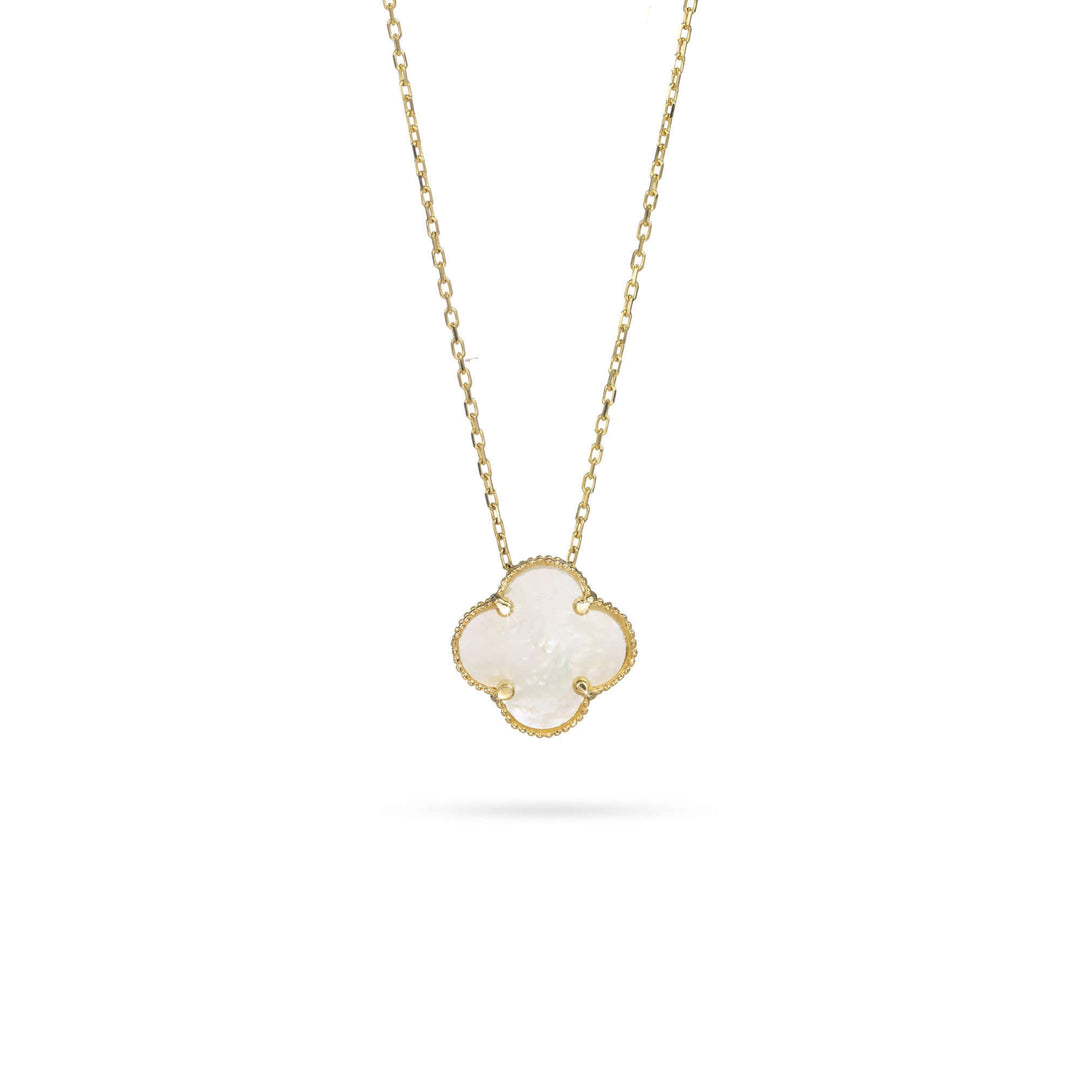 Златно колие с детелина и седеф 40см