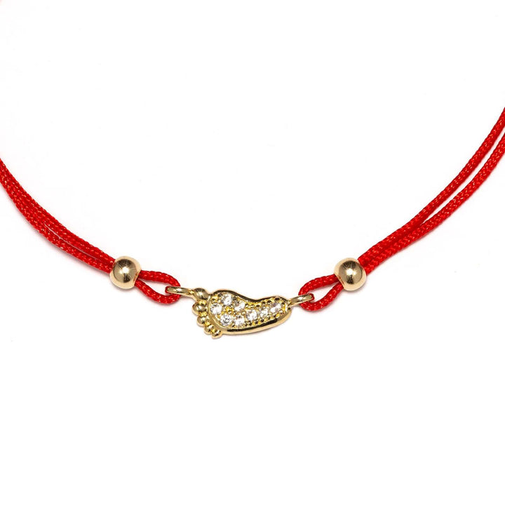 Gold bracelet with red thread - Senso Gold Baby Step