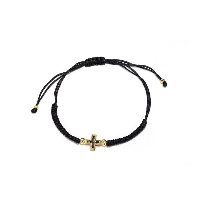 BRACELET Senso Gold Cross with Black Stones