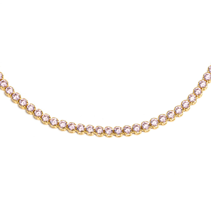 Гривна Senso Gold Yellow Gold Tennis with pink crystals