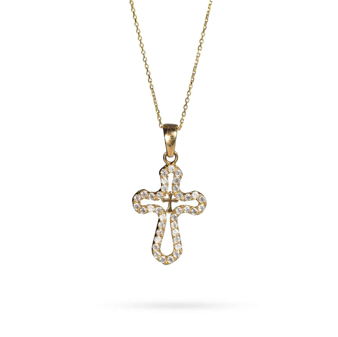 Necklace Senso Gold Cross with Crystals