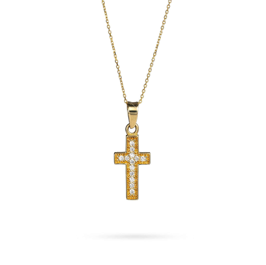 Colier Senso Gold Cross cu Cristale