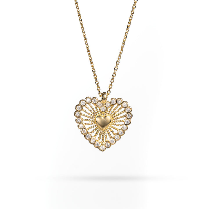 Colier Senso Gold Heart cu Cristale