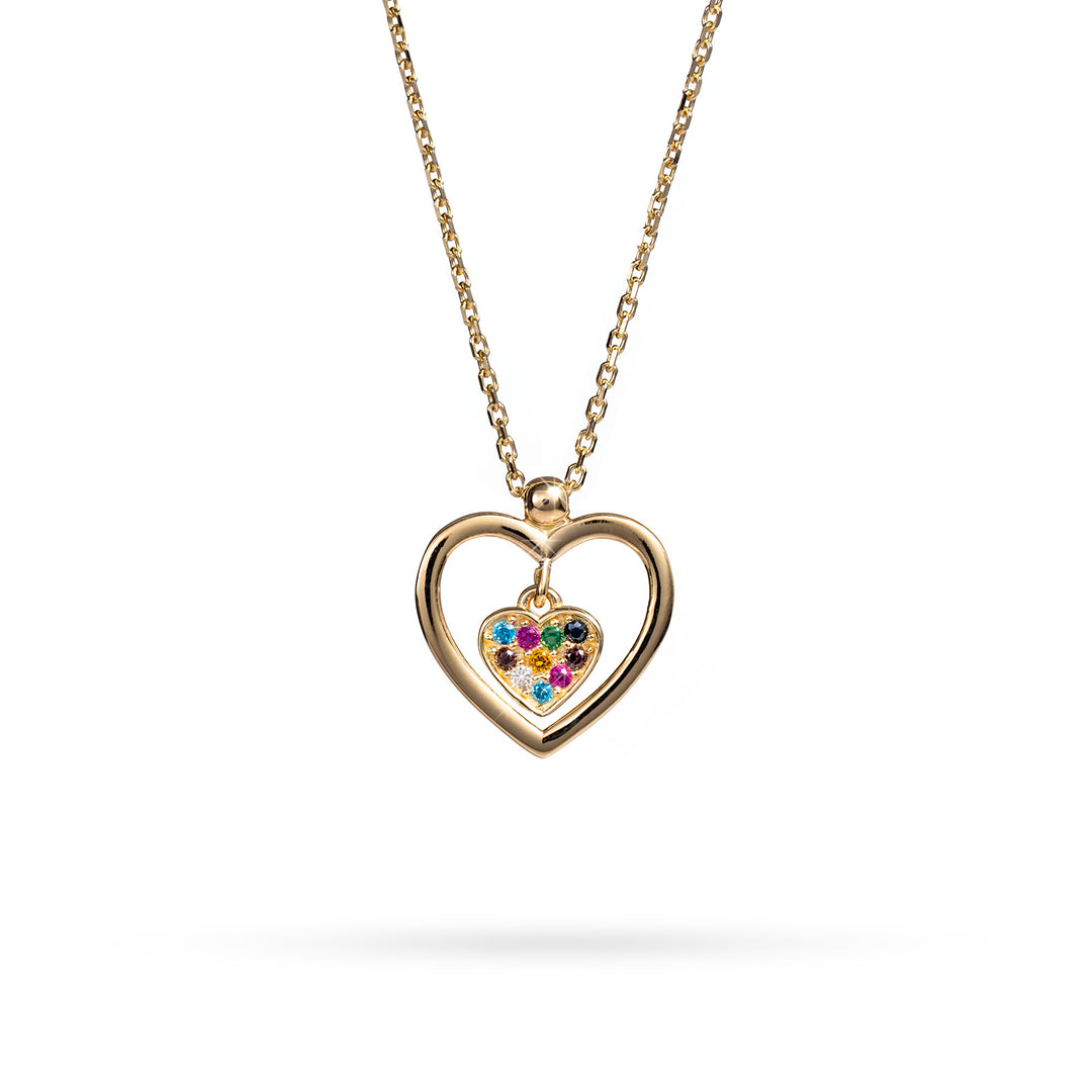 Колие Senso Gold Heart with Colorful Crystals