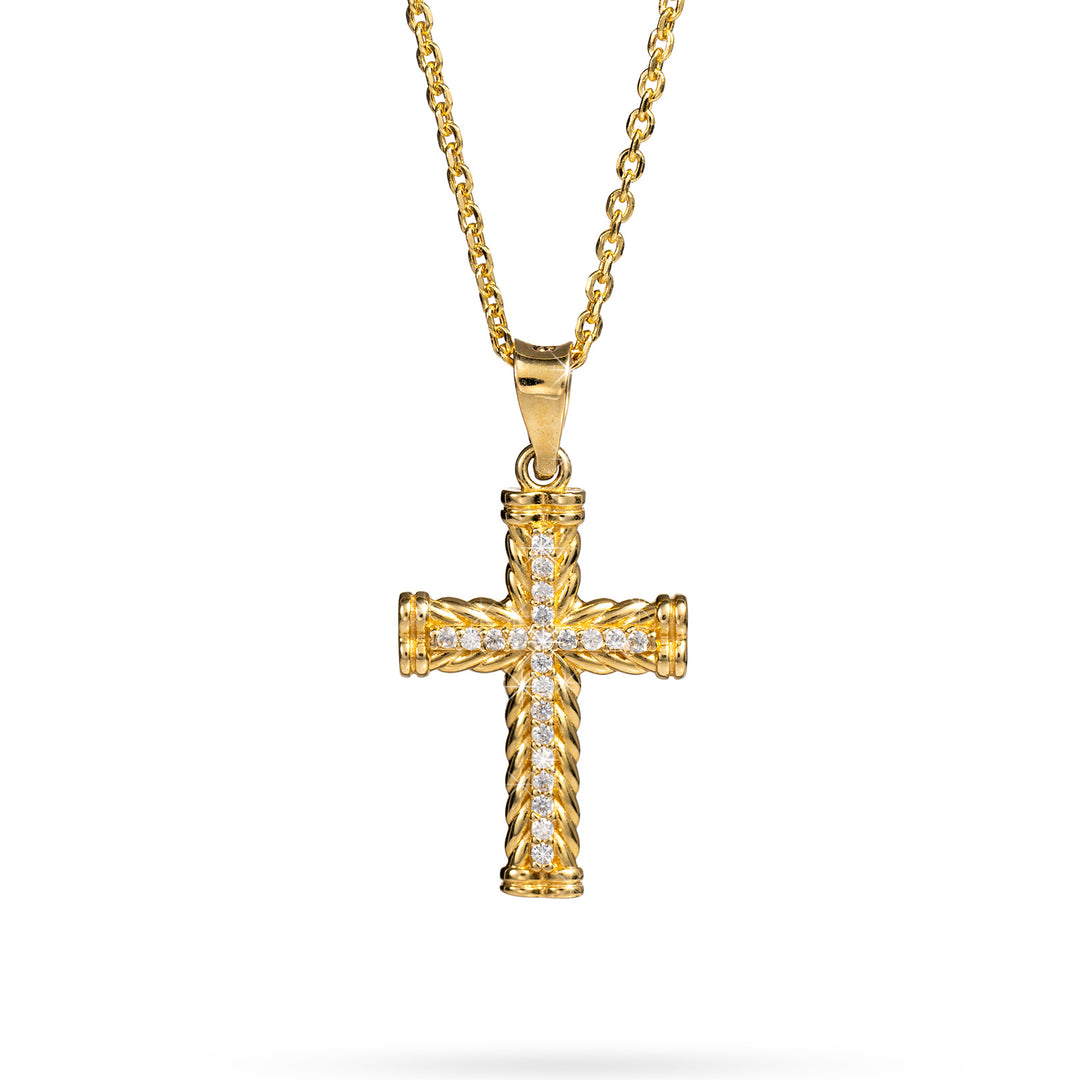 Necklace Senso Gold Cross with Crystals