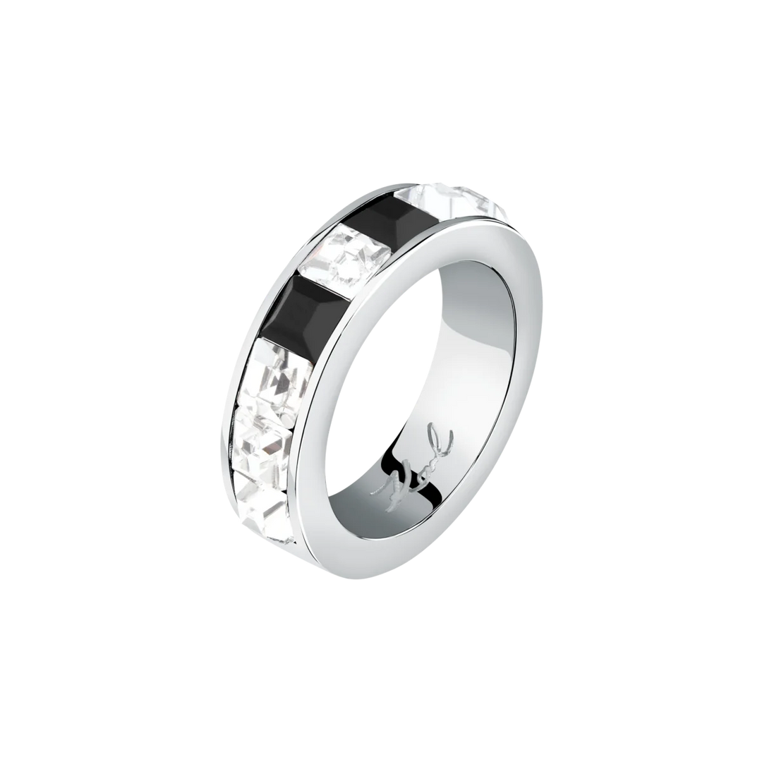 Дамски пръстен Karl Lagerfeld Crystals с черни и бели кристали