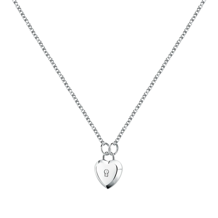 Дамско сребристо колие с висулка сърце катинар Karl Lagerfeld