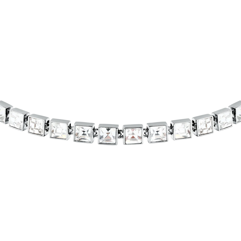 Дамска гривна Karl Lagerfeld Crystals, детайлен изглед на квадратните бели кристали по обиколката – модел KLAYC24