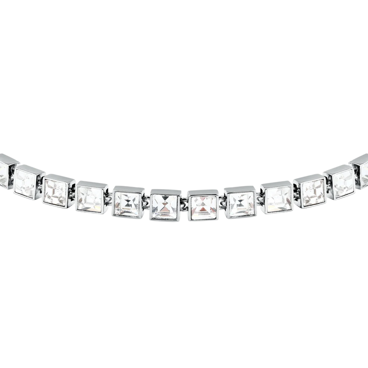 Дамска гривна Karl Lagerfeld Crystals, детайлен изглед на квадратните бели кристали по обиколката – модел KLAYC24