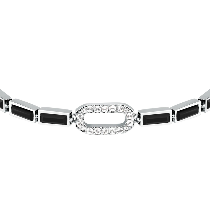 Дамска гривна Karl Lagerfeld Crystals, детайлен изглед на овалния централен елемент с паве от бели кристали – модел KLAYC18