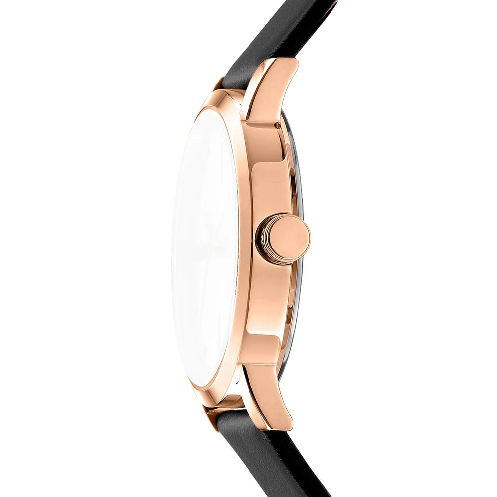 Дамски часовник DKNY Soho Midi – страничен профил, тънък корпус в розово злато, модел DK1L036L0035