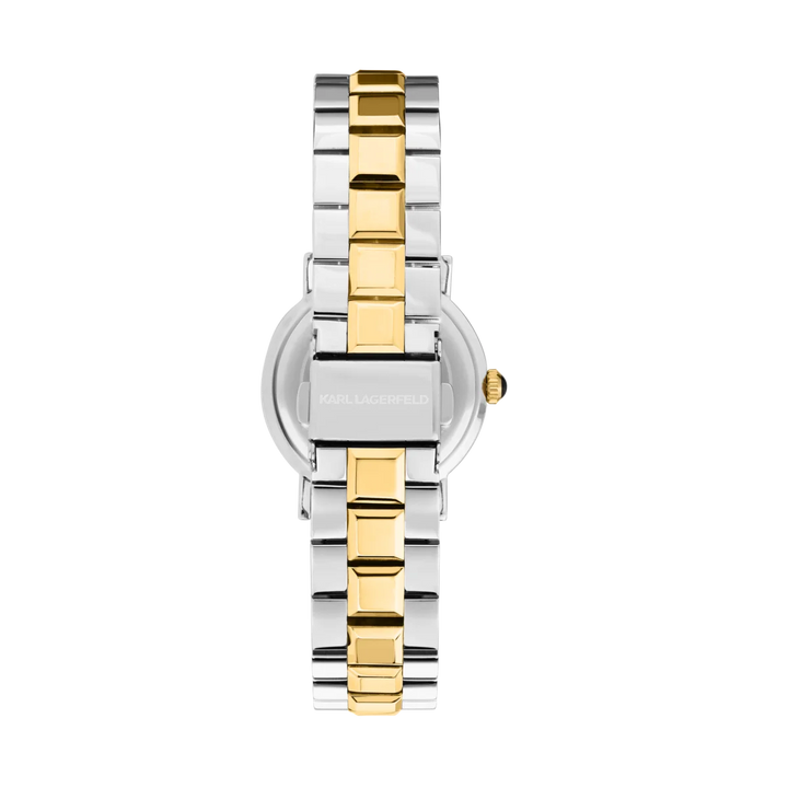 Дамски часовник Karl Lagerfeld Crystals, двуцветна стоманена верижка с разгъваща се закопчалка и лого – модел R0553100509