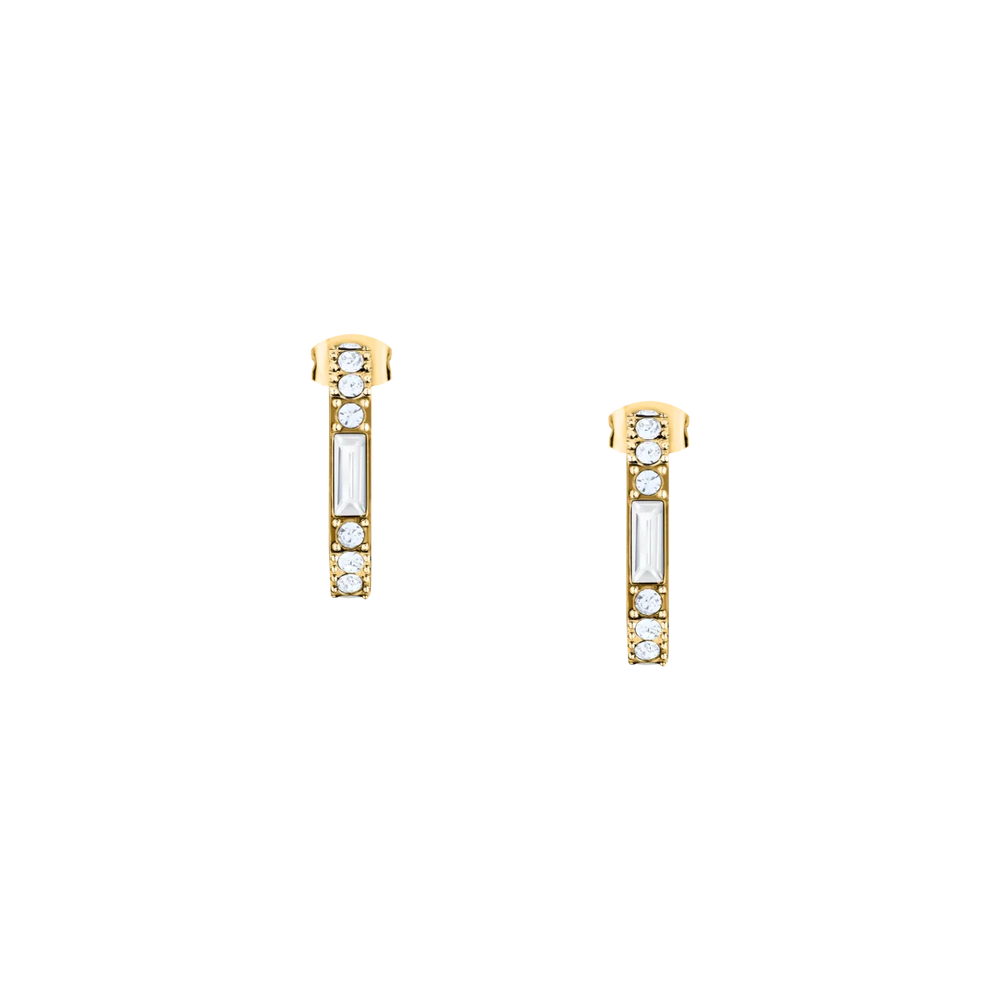 Дамски обеци Karl Lagerfeld Crystals с багетни и кръгли бели кристали – KLAYC35