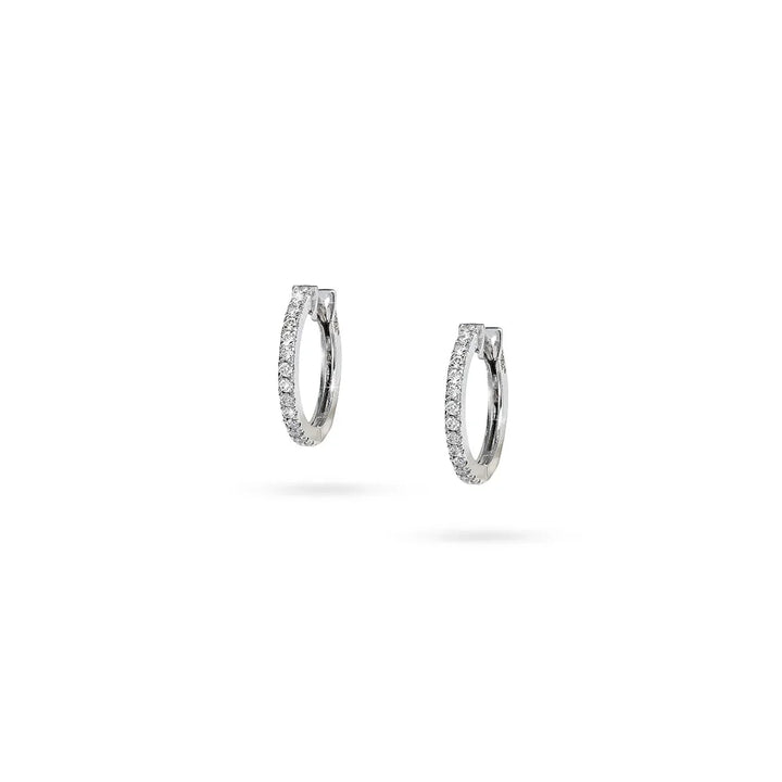 Дамски обеци халки с диаманти 0.15 ct от бяло злато