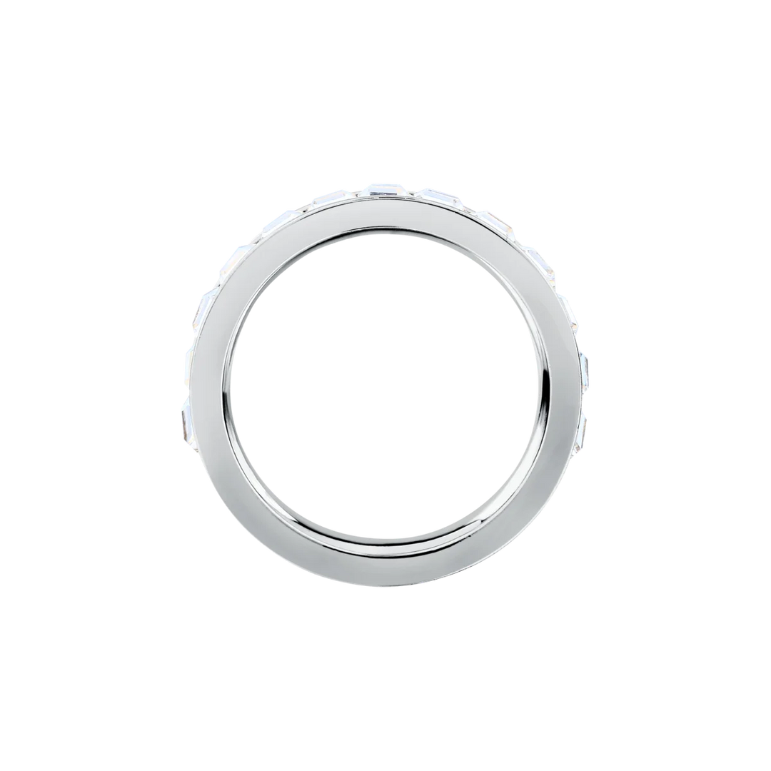 Дамски пръстен Karl Lagerfeld Crystals, полирана сребриста халка с инкрустация от кристали – модел KLAYC51012, изглед отгоре