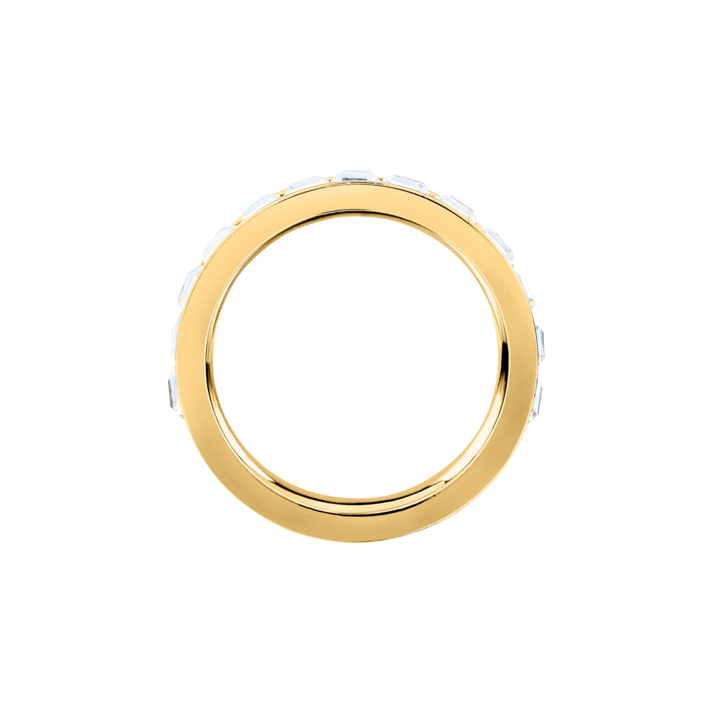 Златист дамски пръстен Karl Lagerfeld Crystals с канално обсипване от бели кристали – модел KLAYC48012, перспектива