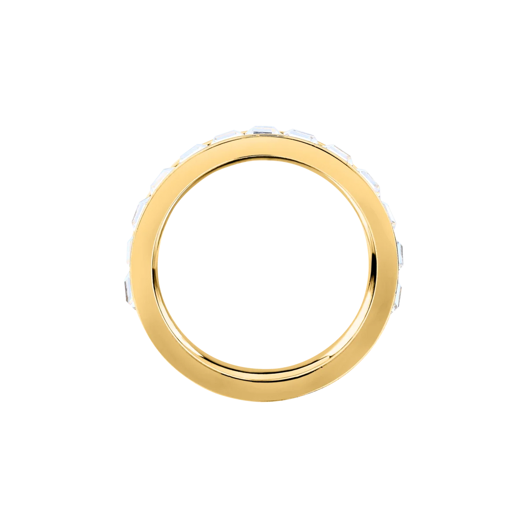 Златист дамски пръстен Karl Lagerfeld Crystals с канално обсипване от бели кристали – модел KLAYC48012, перспектива