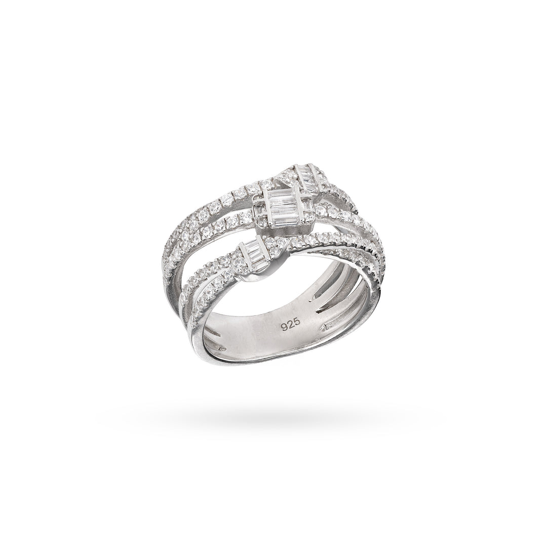 Сребърен пръстен с инкрустирани циркони. Senso Silver
